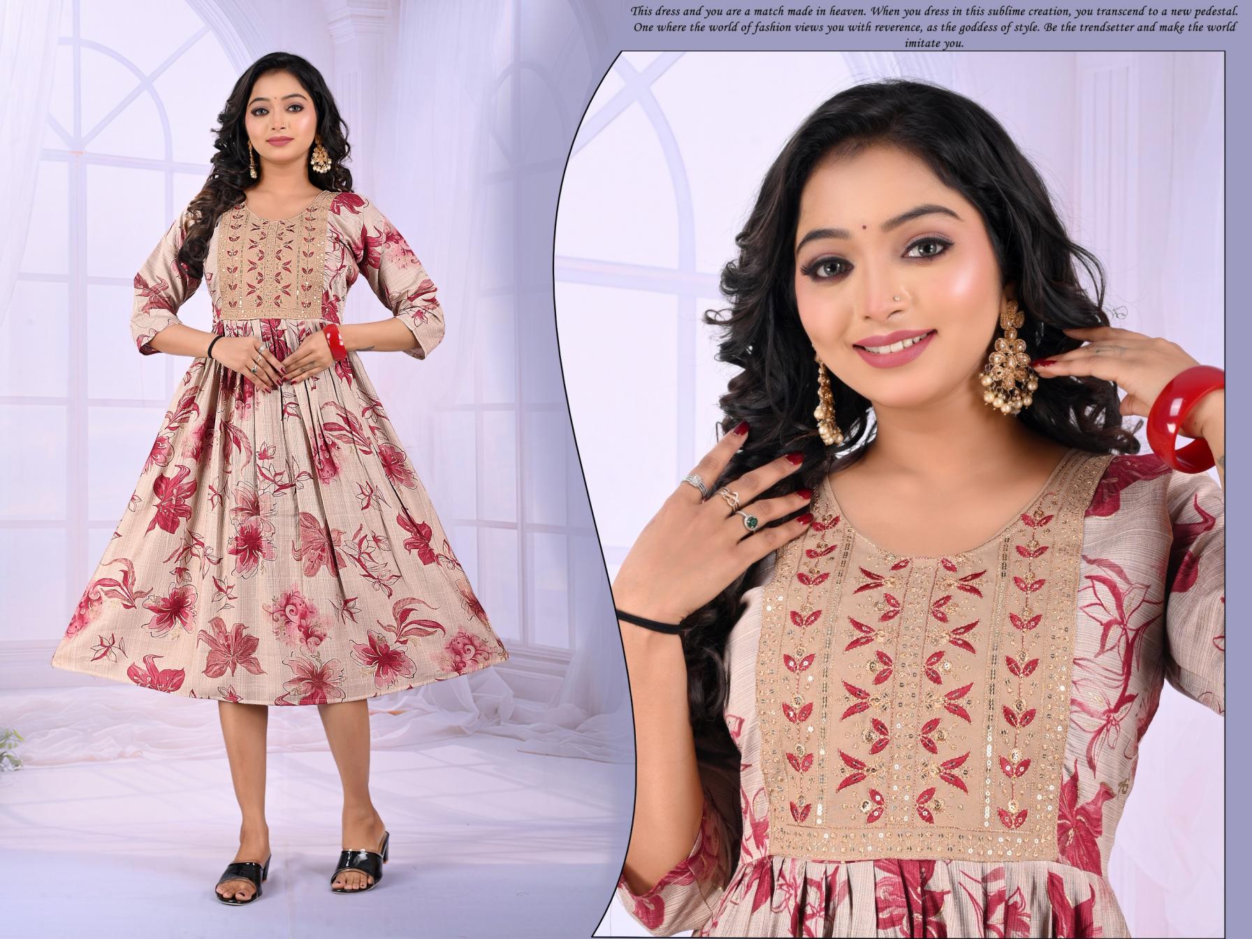 PADMAVATI BINDIYA VOL 1 FULL STITCH VERTICAL PRINT COMBO LONG KURTI 