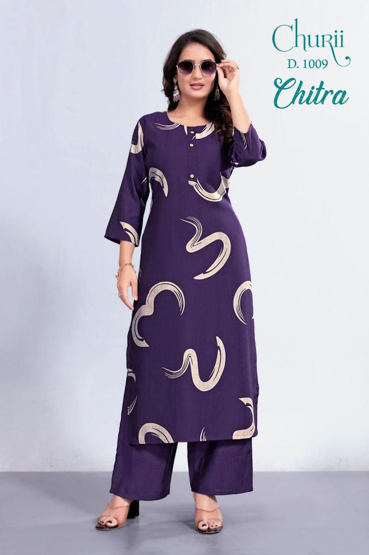 CHITRA BY CHURII READYMADE VATICAN PRINT COMBO KURTI WITH PAIR 
