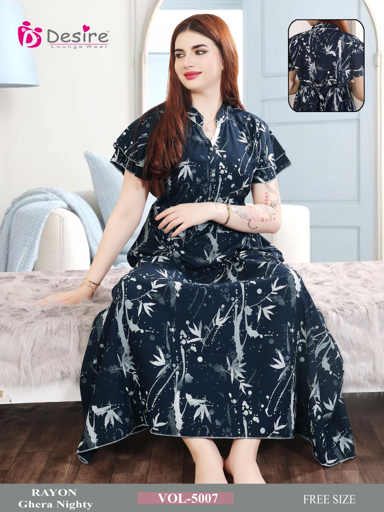 DESIRE VOL 5001-5007 RAYON FULL STITCH COMBO GHERA NIGHTY 