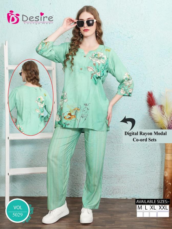 DESIRE VOL 5029 RAYON MODAL FULL STITCH CO-ORD SET ONLINE 