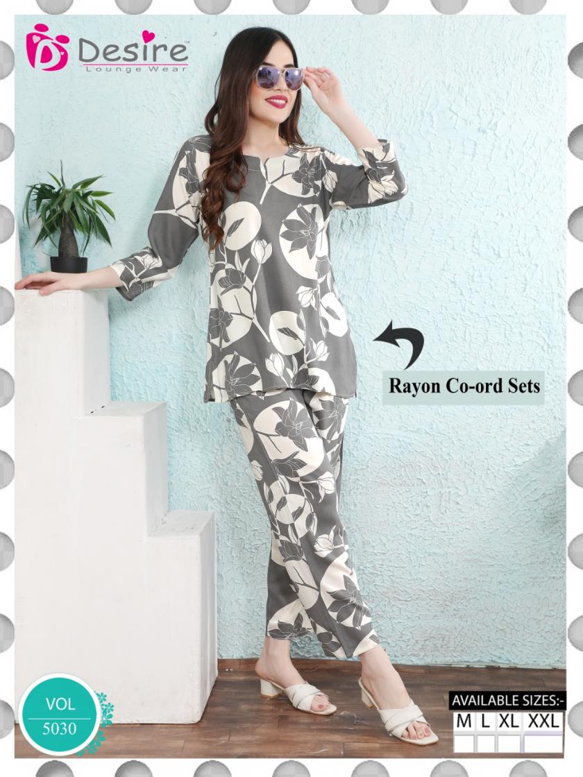 DESIRE VOL 5030 RAYON FANCY FULLY STITCH CO-ORD SET 