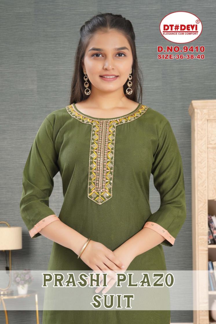 PRASHI BY DT DEVI FULL STITCH 9408 VETICAN COMBO KIDS PLAZZO DRESS