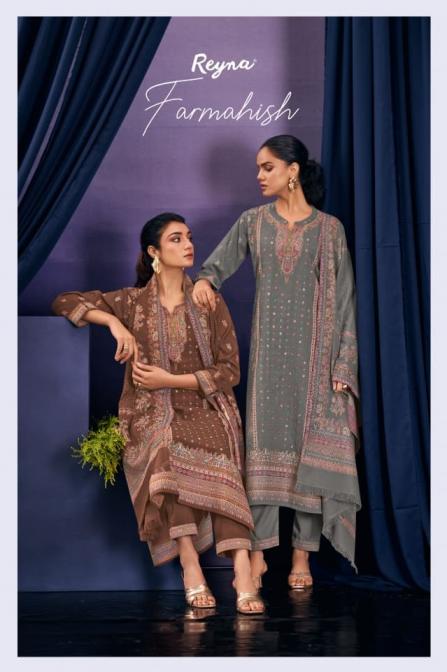 REYNA FARMAHISH PASHMINA MEENA JACQUARD UNSTITCH SUITS 