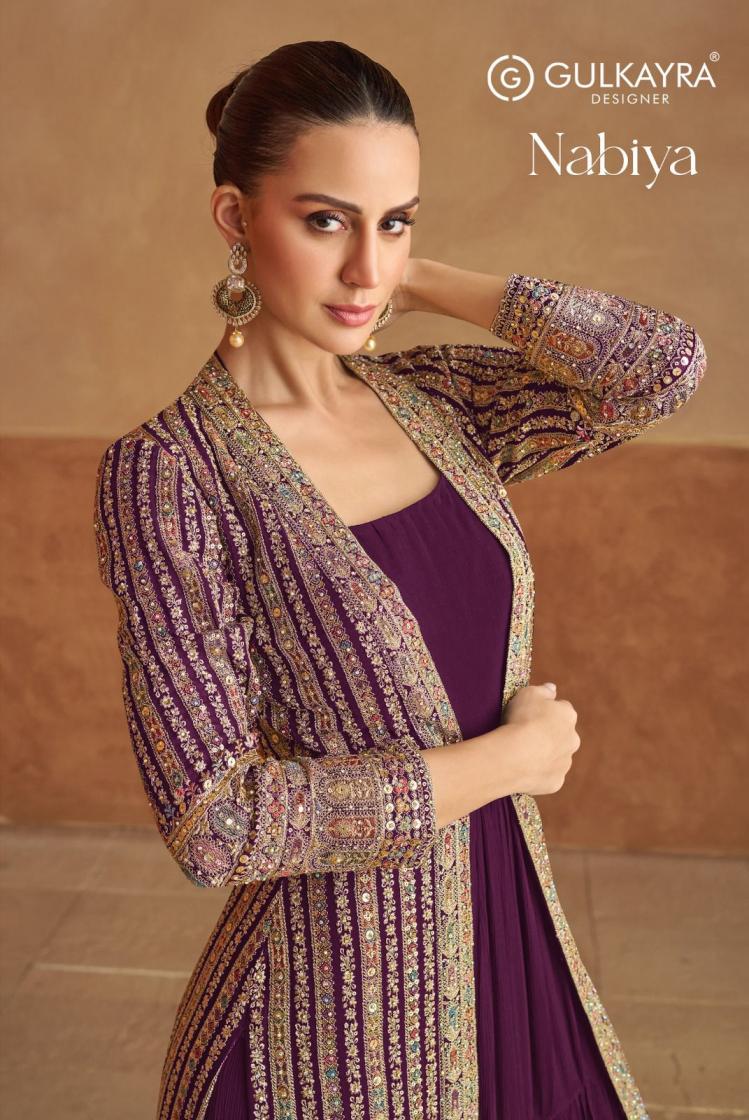 NABIYA GULKAYARA DESIGNER FULLY STITCH GEORGETTE TRENDY GOWN WITH JACKETS 