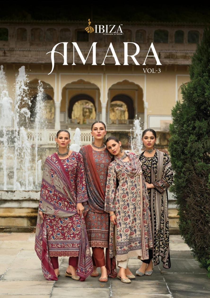 AMARA VOL 3 BY IBIZA VISCOSE PASHMINA WINTER UNSTITCH SUITS 