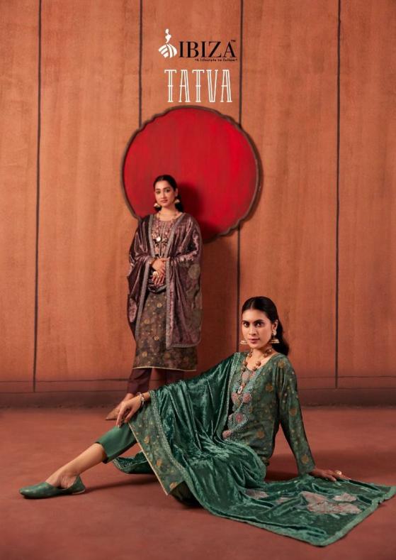 TATVA BY IBIZA PRETTY LOOK SILK JACQUARD FULL STITCH 3PCS DRESS 