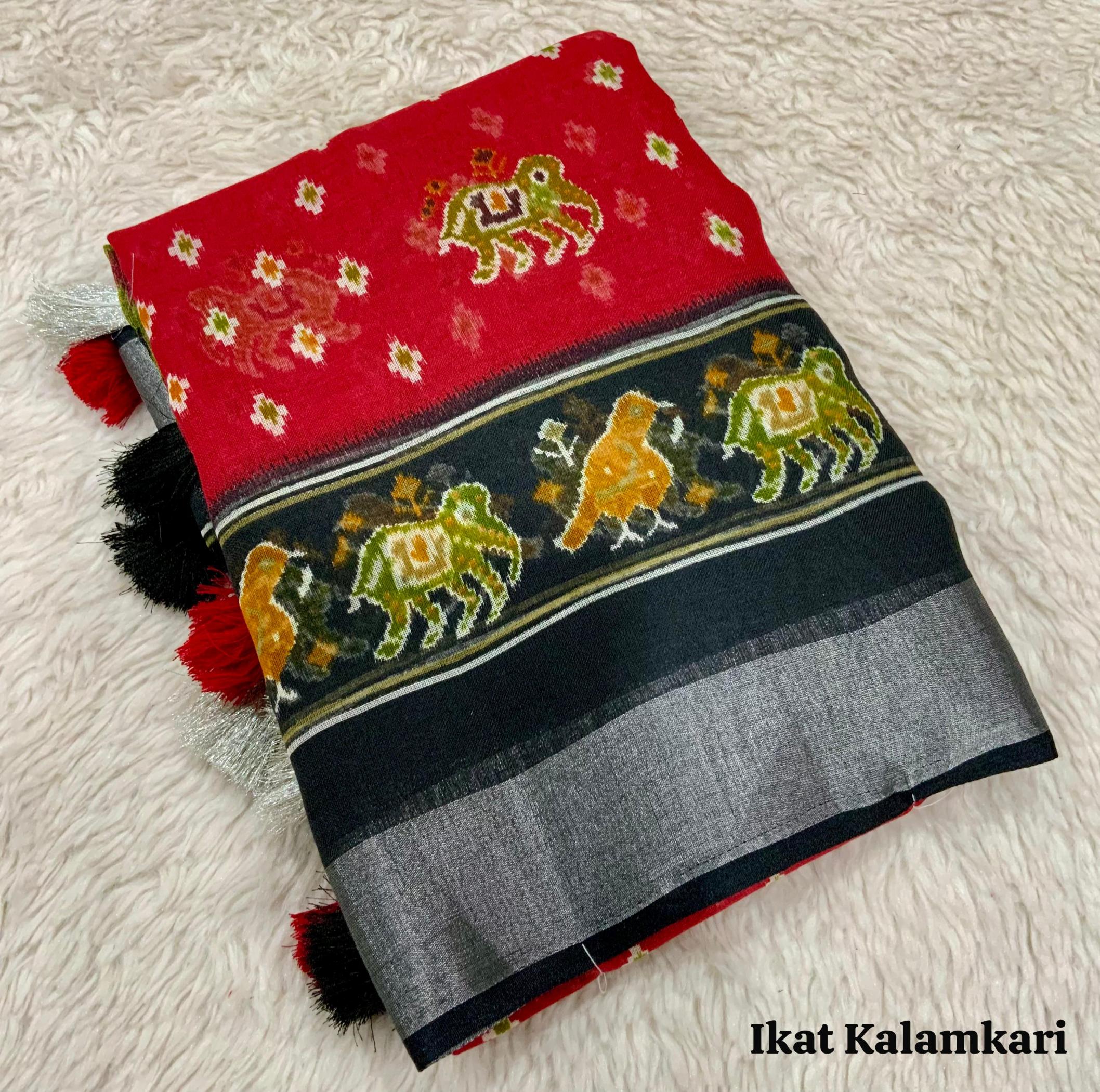 IKAT LINEN COTTON PRETTY LOOK SAREE SUPPLIER 
