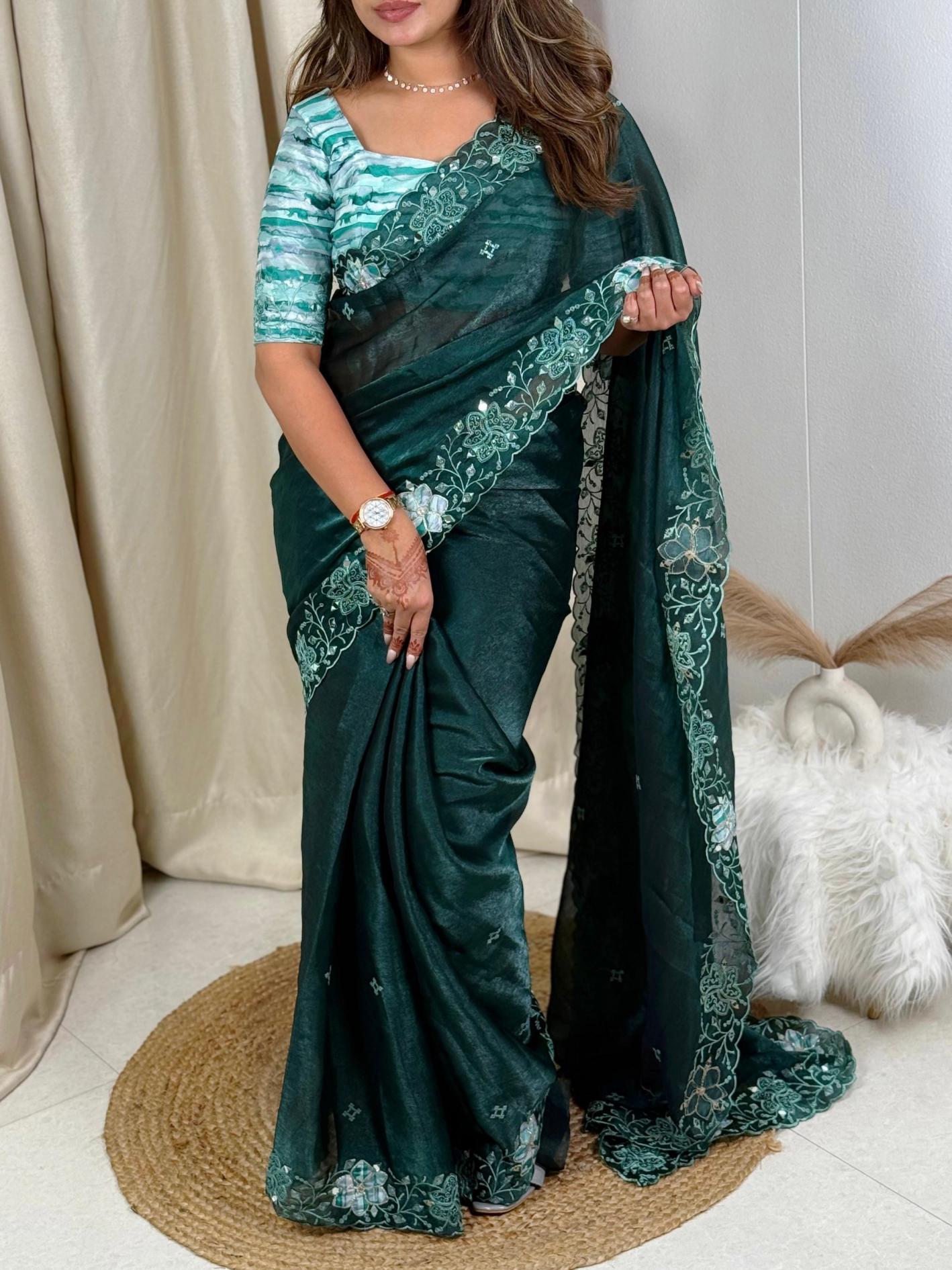 IVAANA TRADITIONAL FENDI ORGANZA SAREE ONLINE 