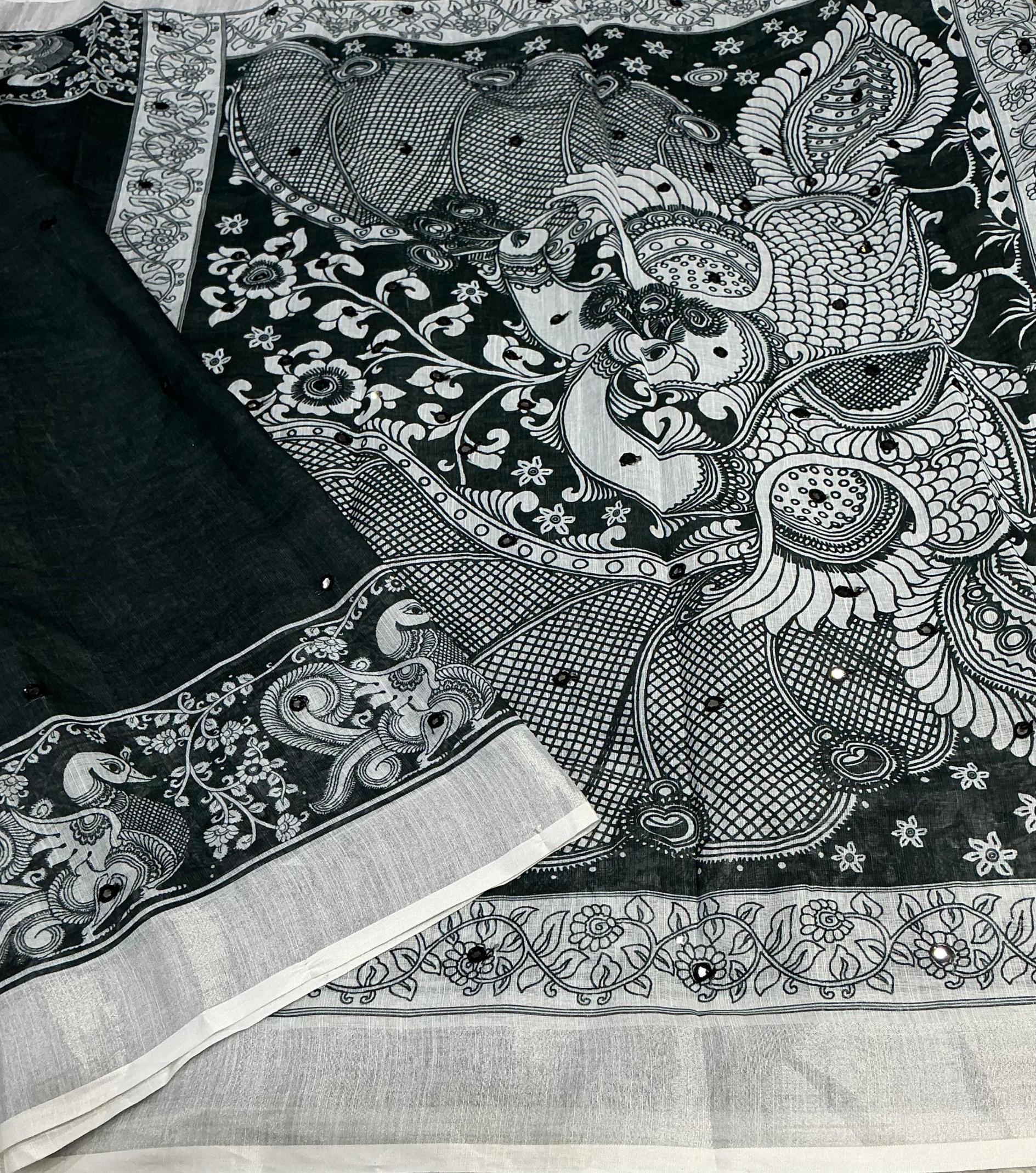 KALAKRITI SOFT LINEN COTTON SAREE FOR WOMENS 