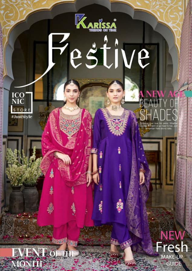 FESTIVE BY KARISSA READYMADE VISCOSE MALL CHANDERI SUITS ONLINE 
