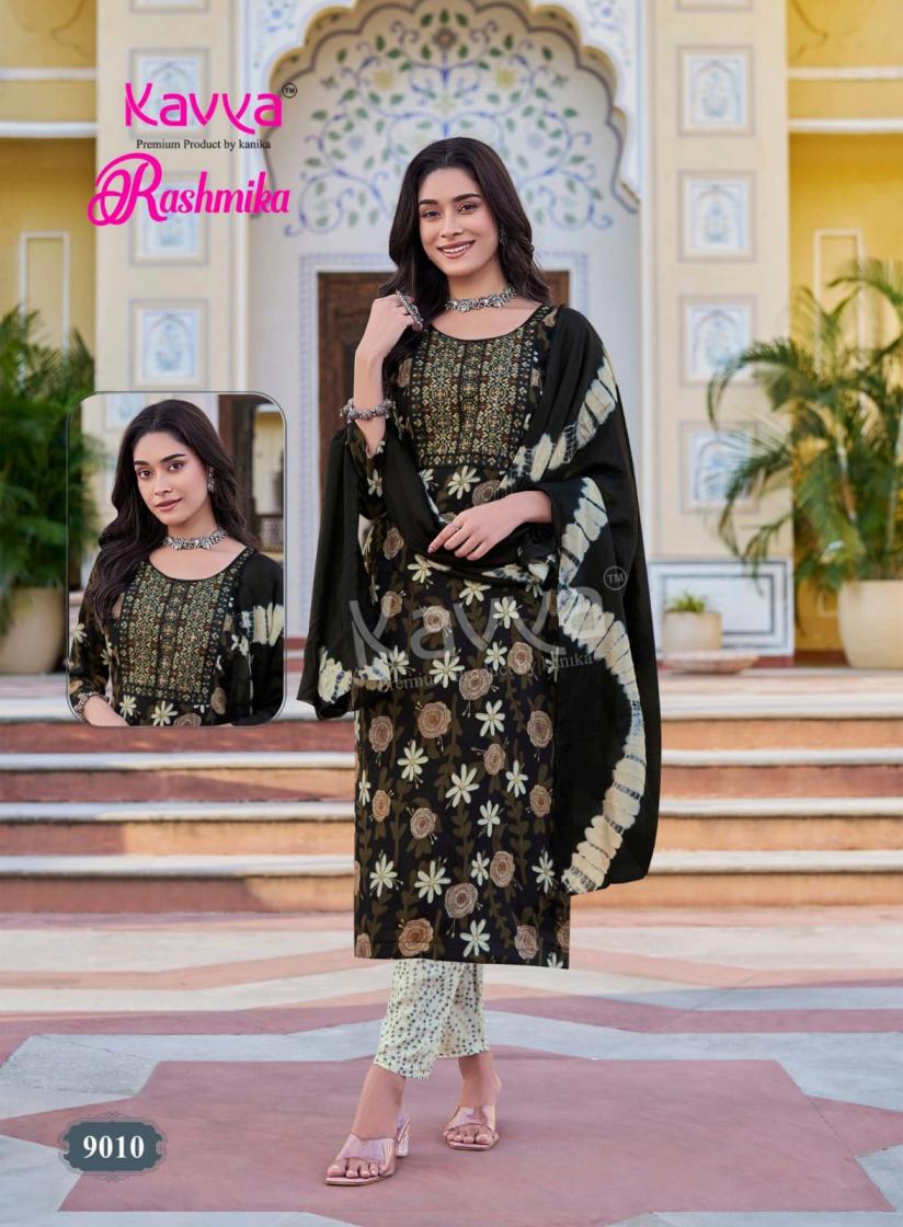 RASHMIKA VOL 9 BY KAVYA RAYON FULL STITCH PRETTY SUITS 