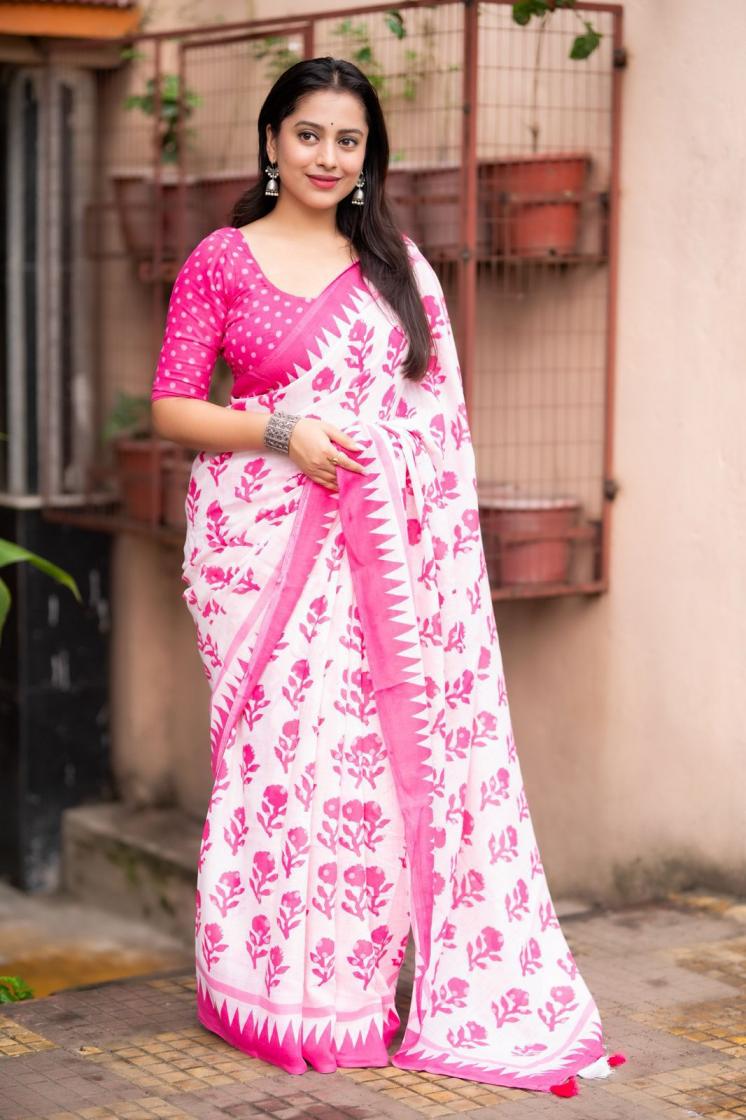 KC 224 HIT DESIGN ROSE LINEN FANCY SAREES 