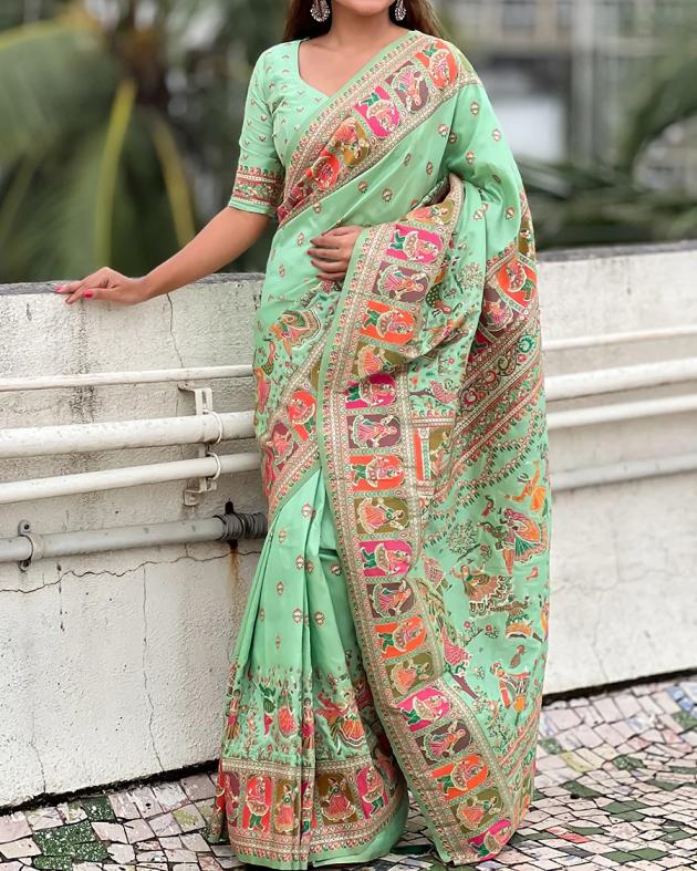 KC 340 HIT DESIGN RAJWADI PASHMINA SILK WEAVING SAREES