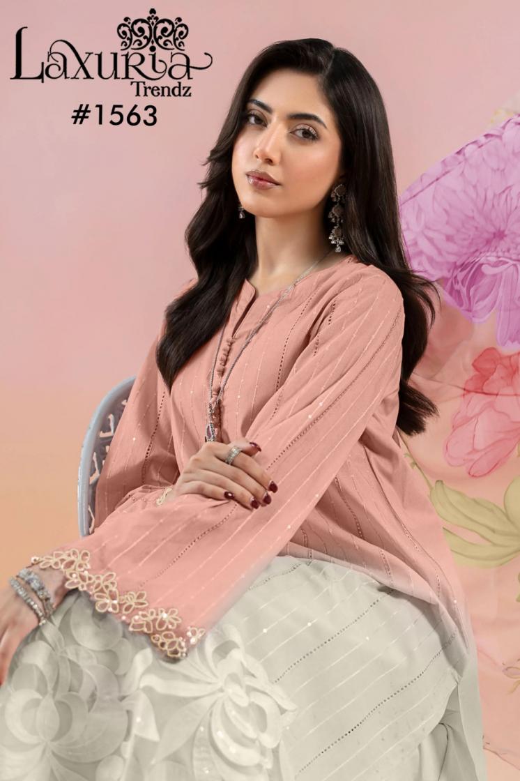 1563 BY LAXURIA TRENDZ MUSLIN MODERN READYMADE PAKISTANI DRESS