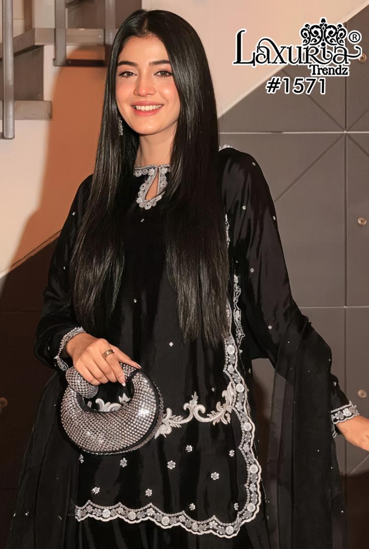 1571 BY LAXURIA TRENDZ SATIN PAKISTANI READYMADE SUIT ONLINE 