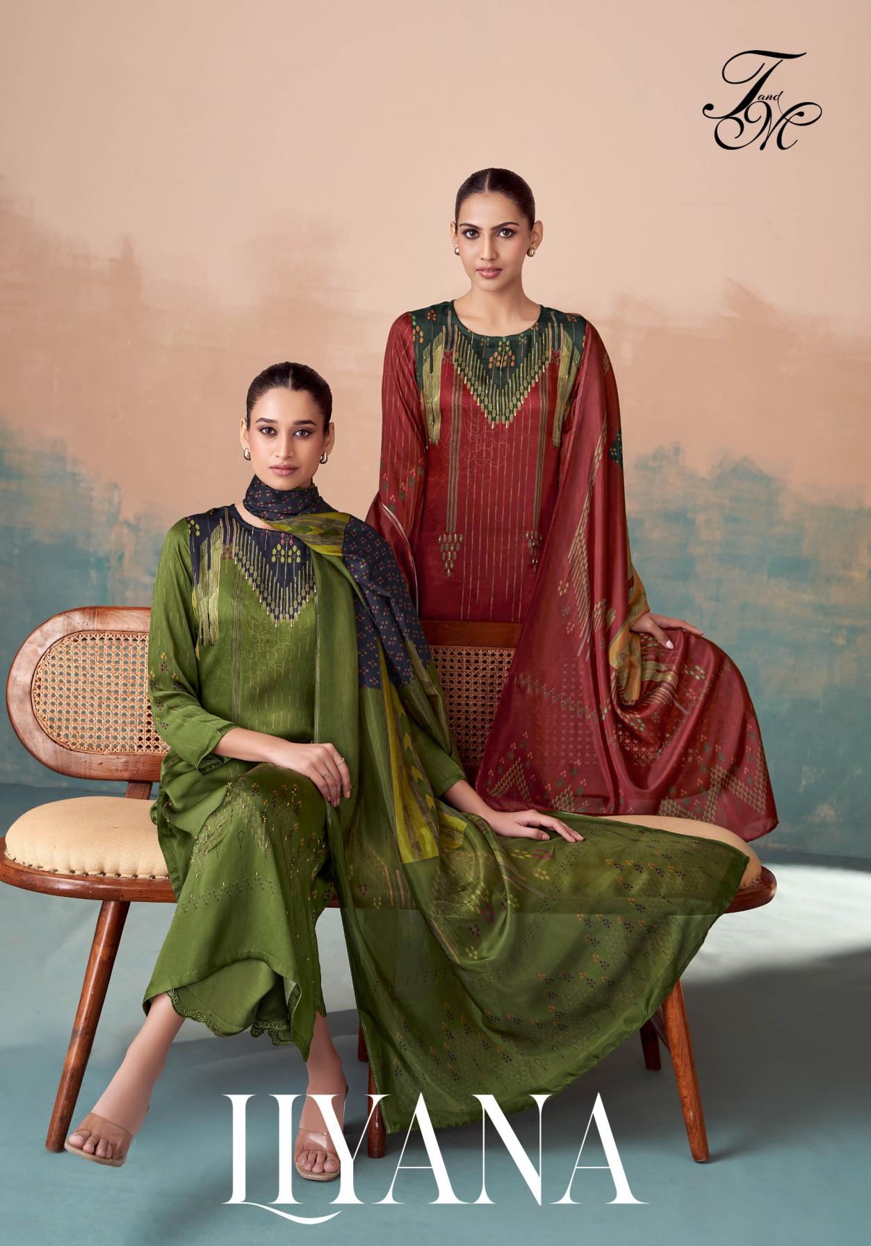 T&M LIYANA BEMBERG SATIN SILK SUIT FOR WOMENS 