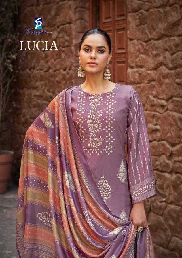 SARGAM PRINTS LUCIA BEMBERG MUSLIN UNIQUE UNSTITCH SUITS 