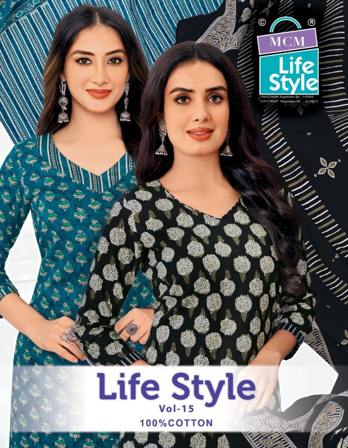 LIFESTYLE VOL 15 BY MCM COTTON FULL STITCH PLUS SIZE SUITS 