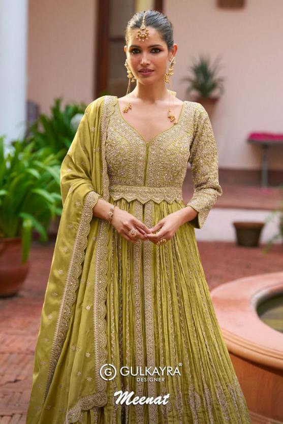 GULKAYRA DESIGNER MEENAT PARTY WEAR CHINON SKIRT STYLE DRESS