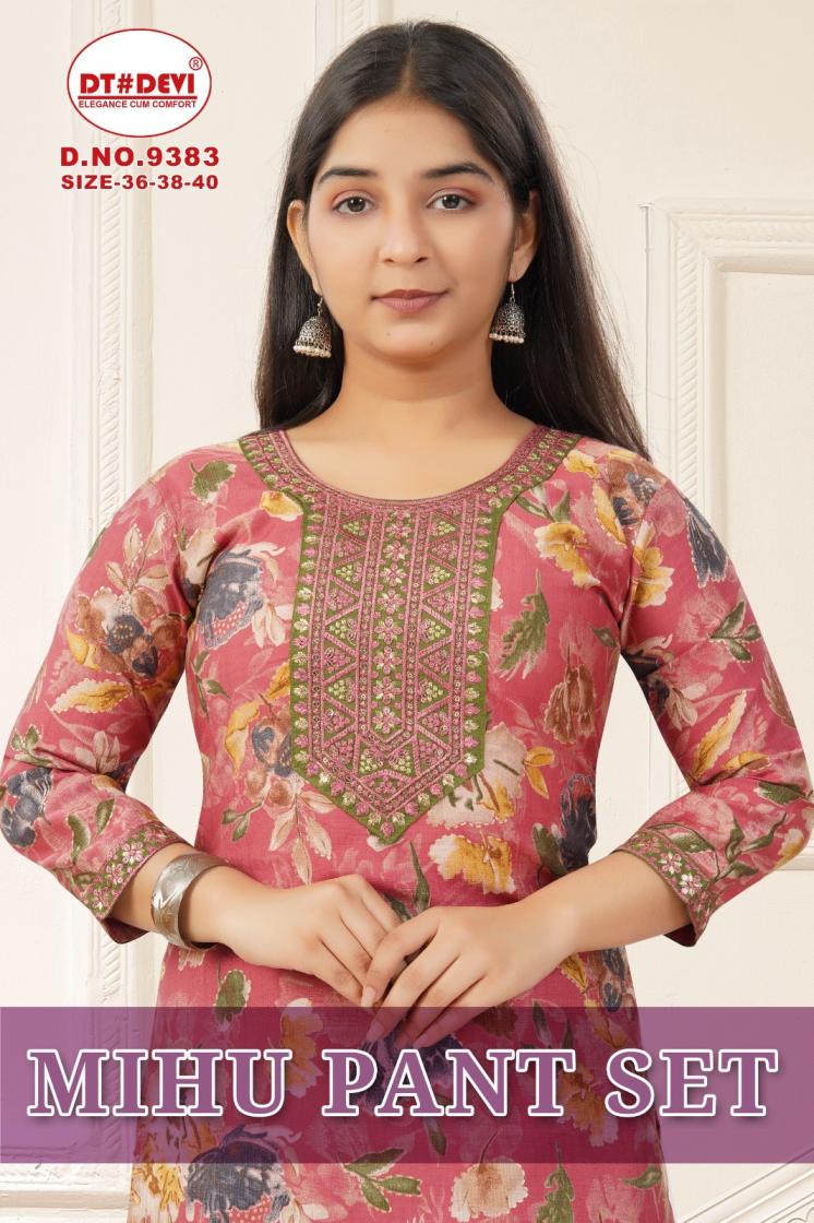 DT DEVI MIHU 9383 READYMADE VETICAN SILK COMBO KIDS 3PCS DRESS