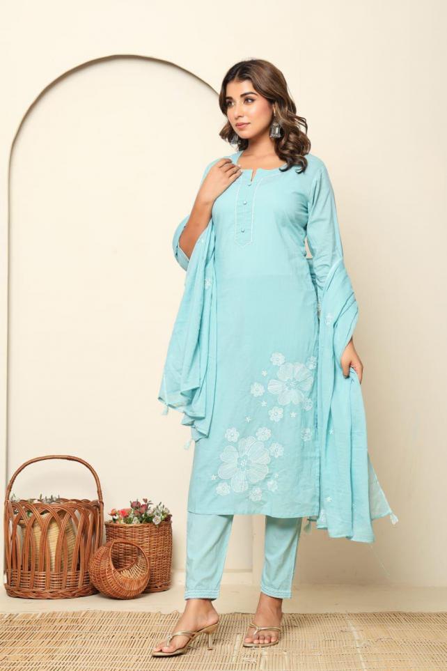 MODERN FULLY STITCH COTTON COMBO SET HANDWORK SUITS 