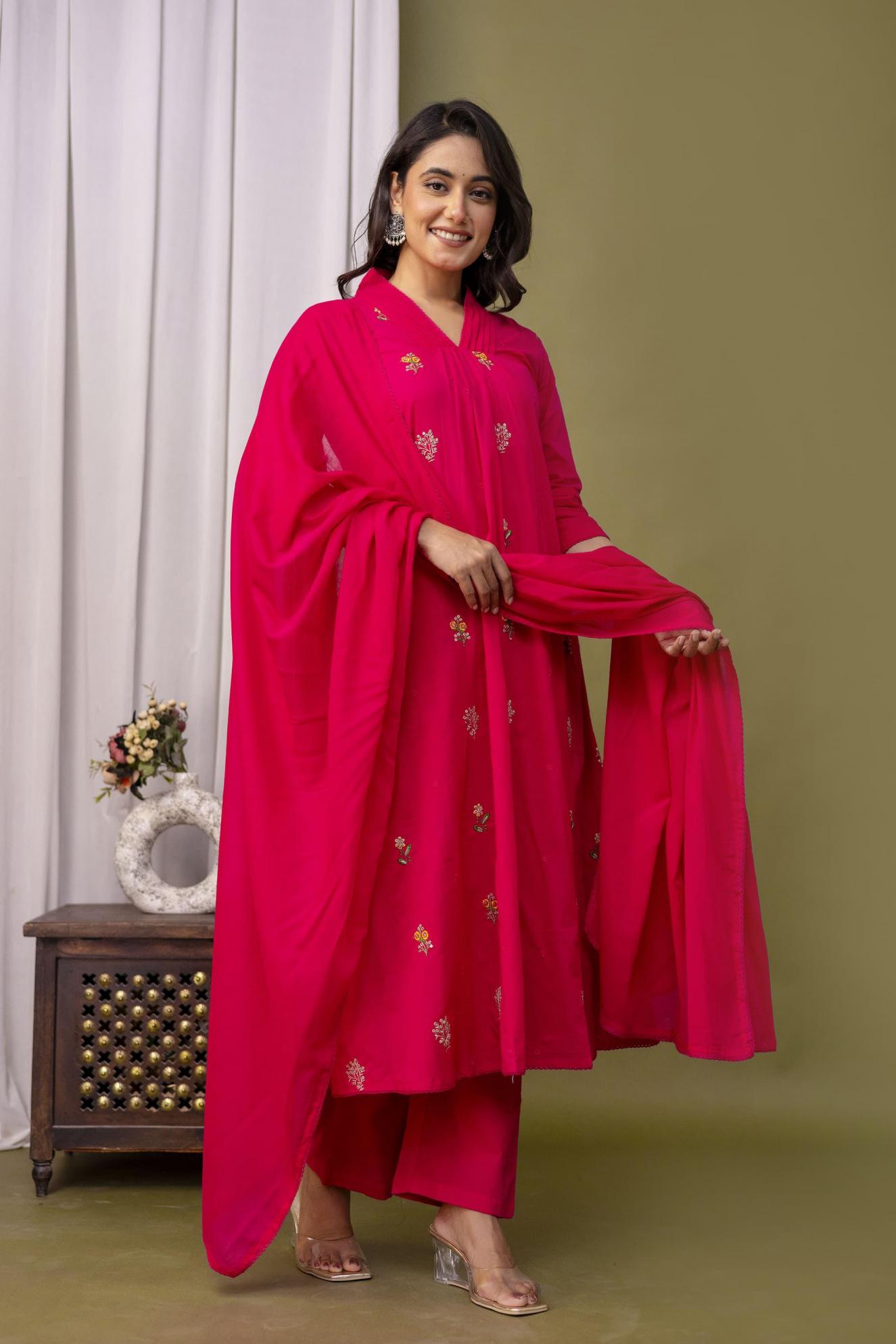 MODERN READYMADE UNIQUE COTTON COMBO DUPATTA SET ONLINE 