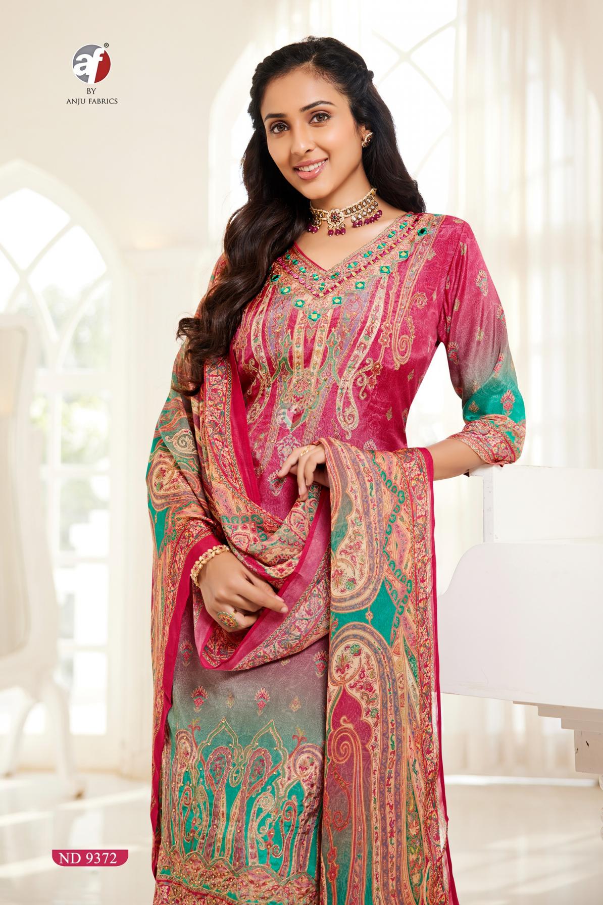 ANJU FAB ND 9372 READYMADE NATURAL CREPE COMBO 3PCS DRESS