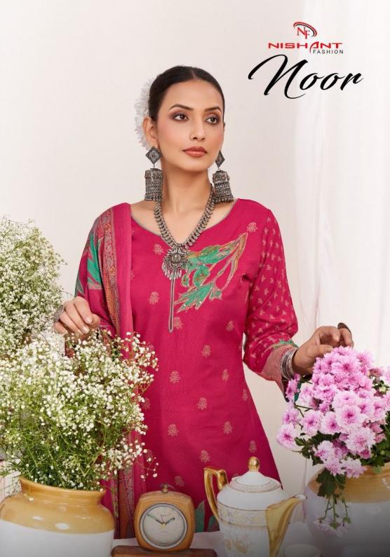 NISHANT FASHION NOOR VISCOSE PASHMINA WINTER UNSTITCH SUITS 