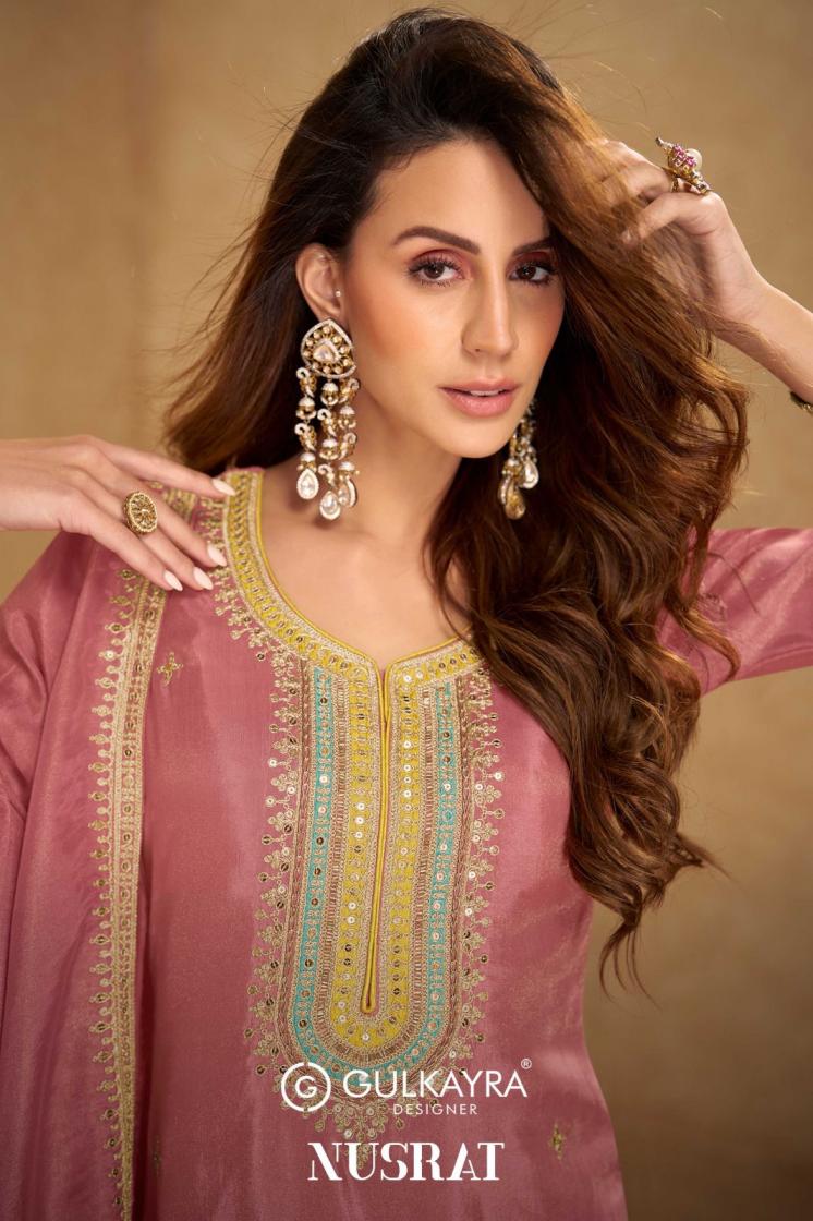 GULKAYRA DESIGNER NUSRAT SIMAR SILK FULL STITCH SUITS ONLINE 