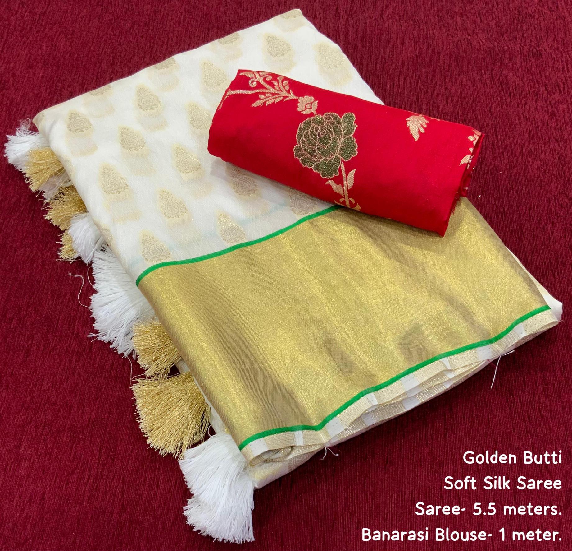 OFF WHIUTE SPECIAL EDITION SILK  ZARI WOVEN BUTTI SAREES 