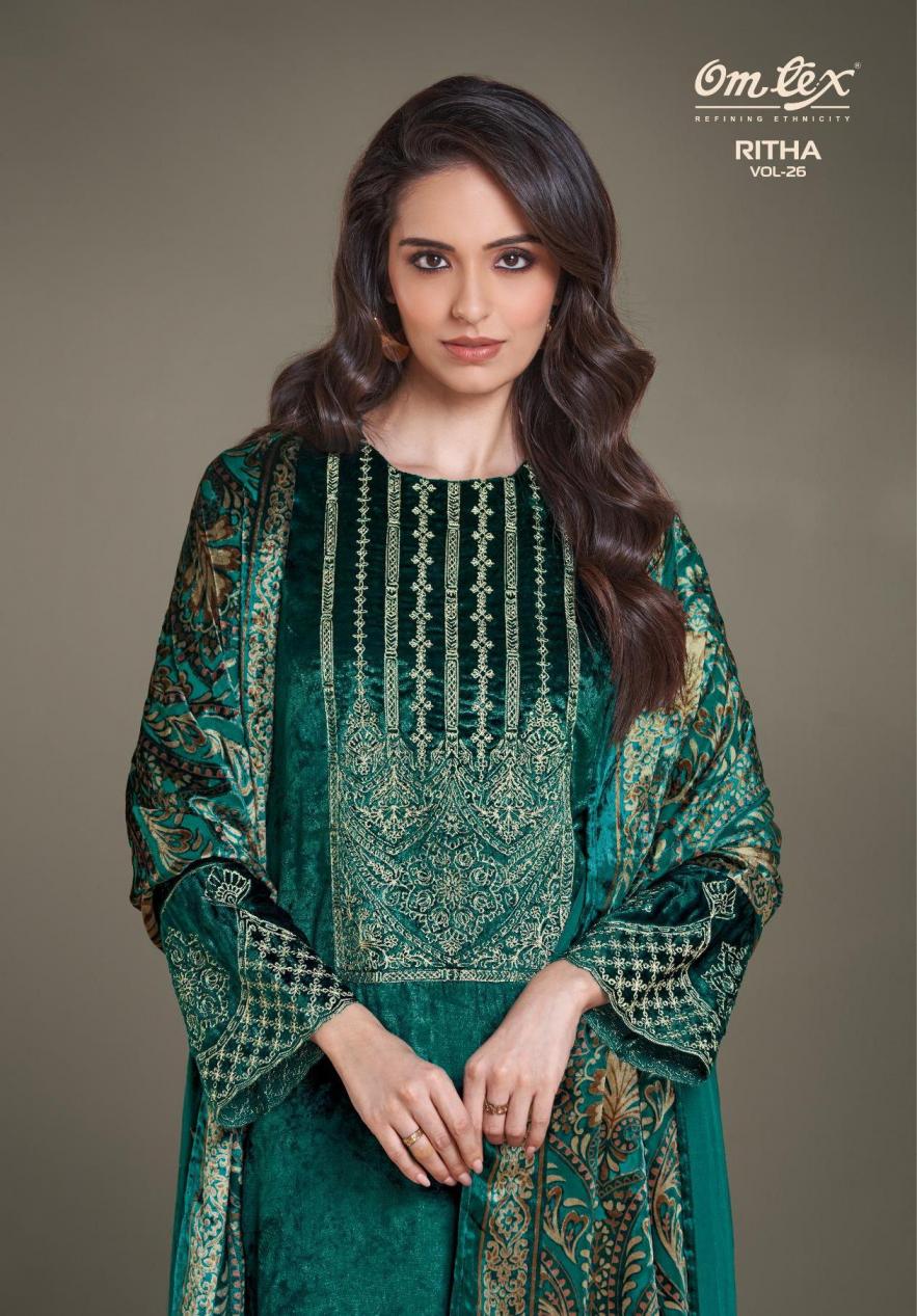 RITHA VOL 26 BY OMTEX WINTER VISCOSE VELVET 3PCS DRESS