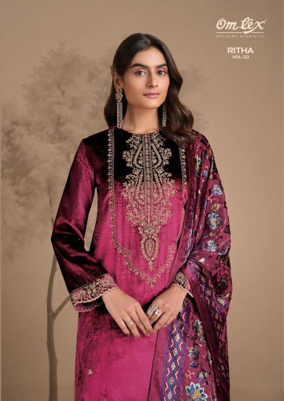 RITHA VOL 33 BY OMTEX WINTER VISCOSE VELVET UNSTITCH SUITS   