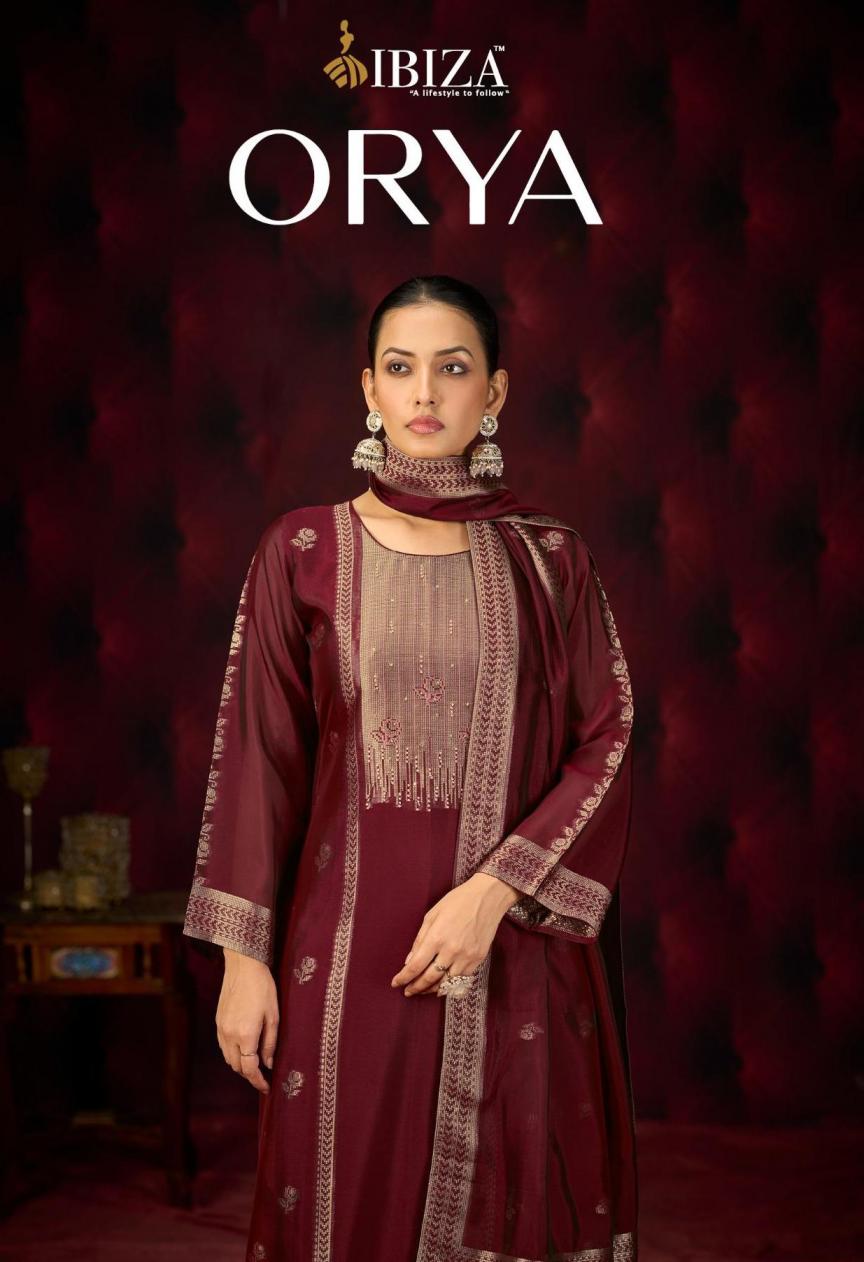 IBIZA ORYA BANGLORY SILK JACQUARD UNSTITCH 3PCS DRESS