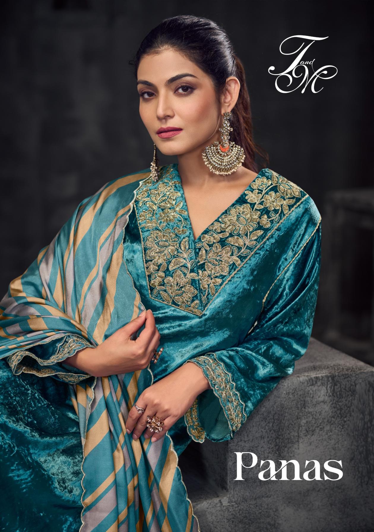 T&M SAHIBA PANAS VISCOSE VELVET UNSTITCH WINTER 3PCS DRESS