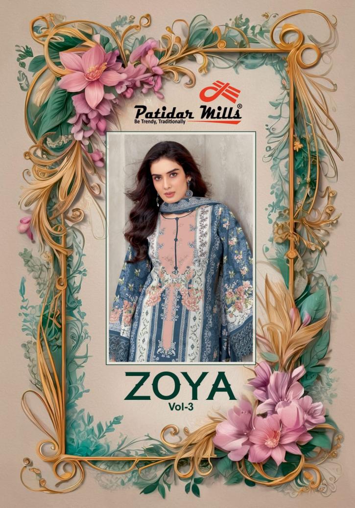 ZOYA VOL 3 BY PATAIDAR MILLS COTTON FANCY UNSTITCH SUITS 