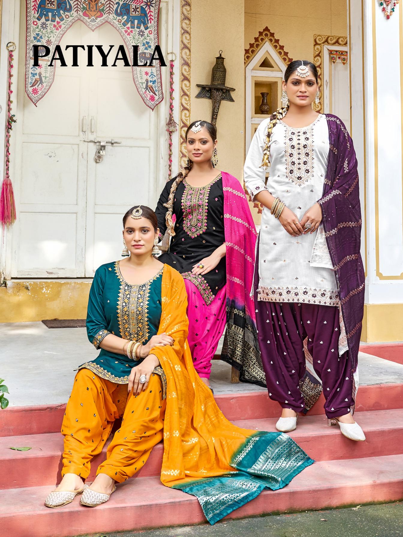 PATIYALA READYMADE GADHWAL SILK COMBO BIG SIZE 3PCS DRESS