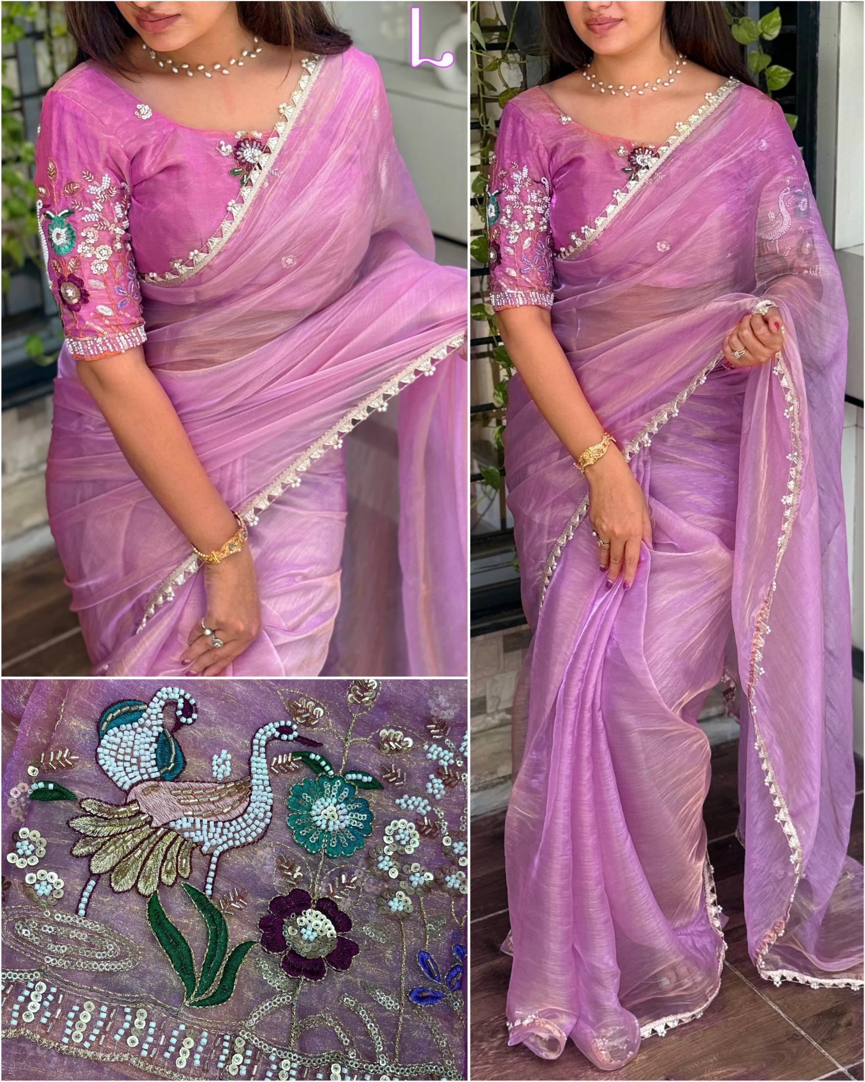 PERI PERI LIQUID ORGANZA UNIQUE SAREE ONLINE  