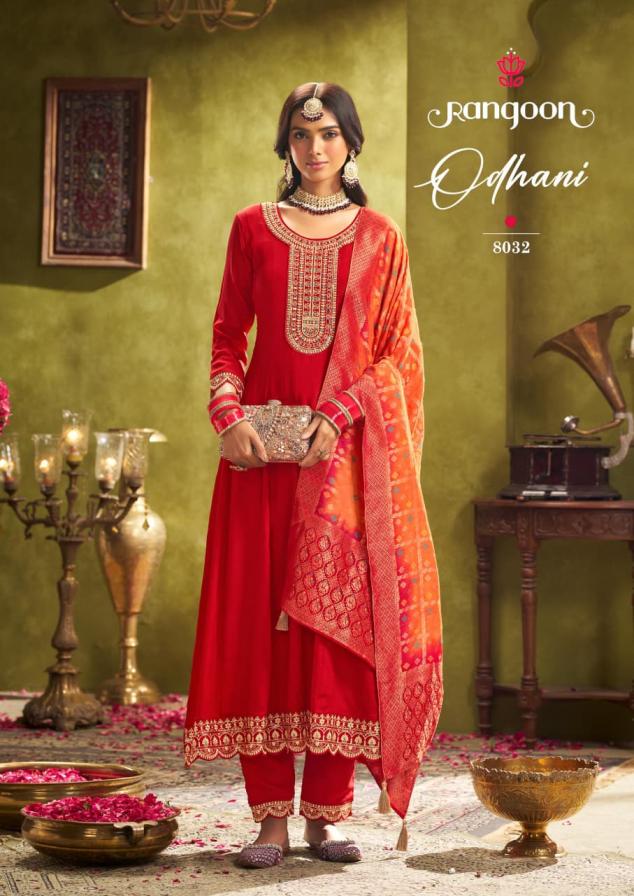 ODHANI BY RANGOON FULL STITCH CHINON SILK ANARKALI STYLE SUITS 