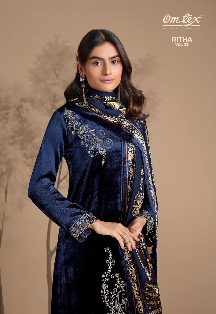 OMTEX RITHA VOL 32 VISCOSE VELVET WINTER UNSTITCH DRESS