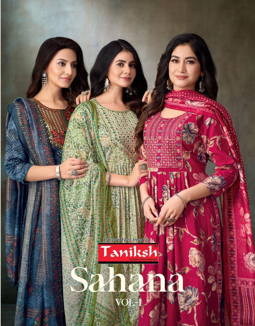 TANIKSH SAHANA VOL 1 FULL STITCH UNIQUE MUSLIN PRINT SUITS 