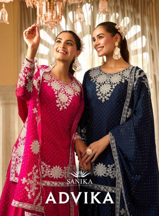 ADVIKA SANIKA FASHION FULL STITCH CHINON SILK KURTI LEHENGA WITH DUPATTA  