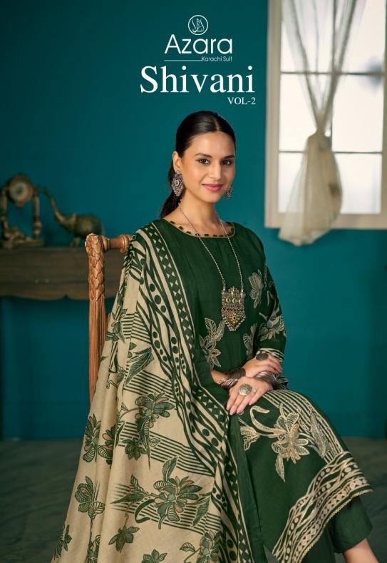 AZARA RADHIKA FASHION SHIVANI VOL 2 LAWN COTTON UNSTITCH SUITS 