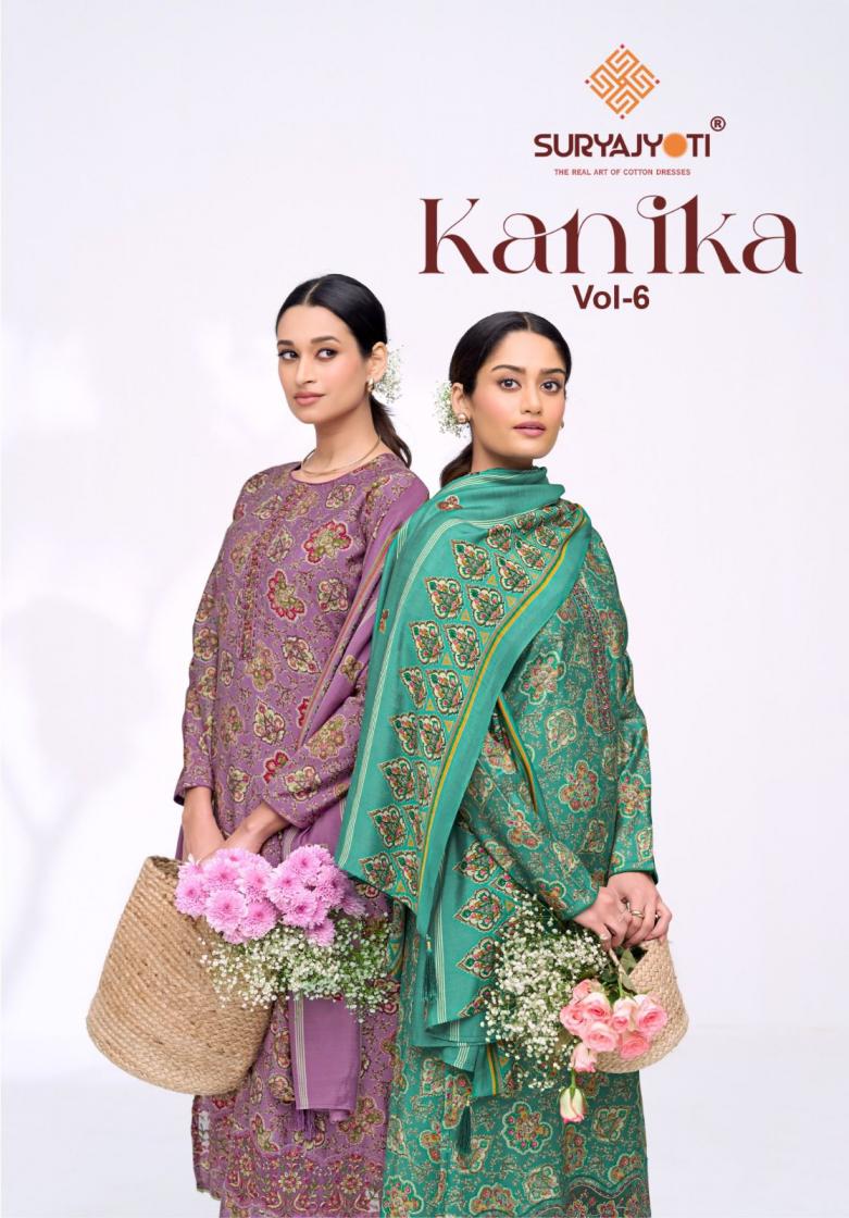 KANIKA VOL 6 BY SURYAJYOTI MODAL DISCHARGE PRINT UNSTITCH SUITS