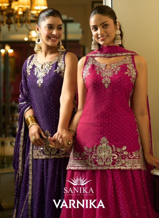 SANIKA FASHION VARNIKA FULL STITCH GEORGETTE SILK PLAZZO DRESS