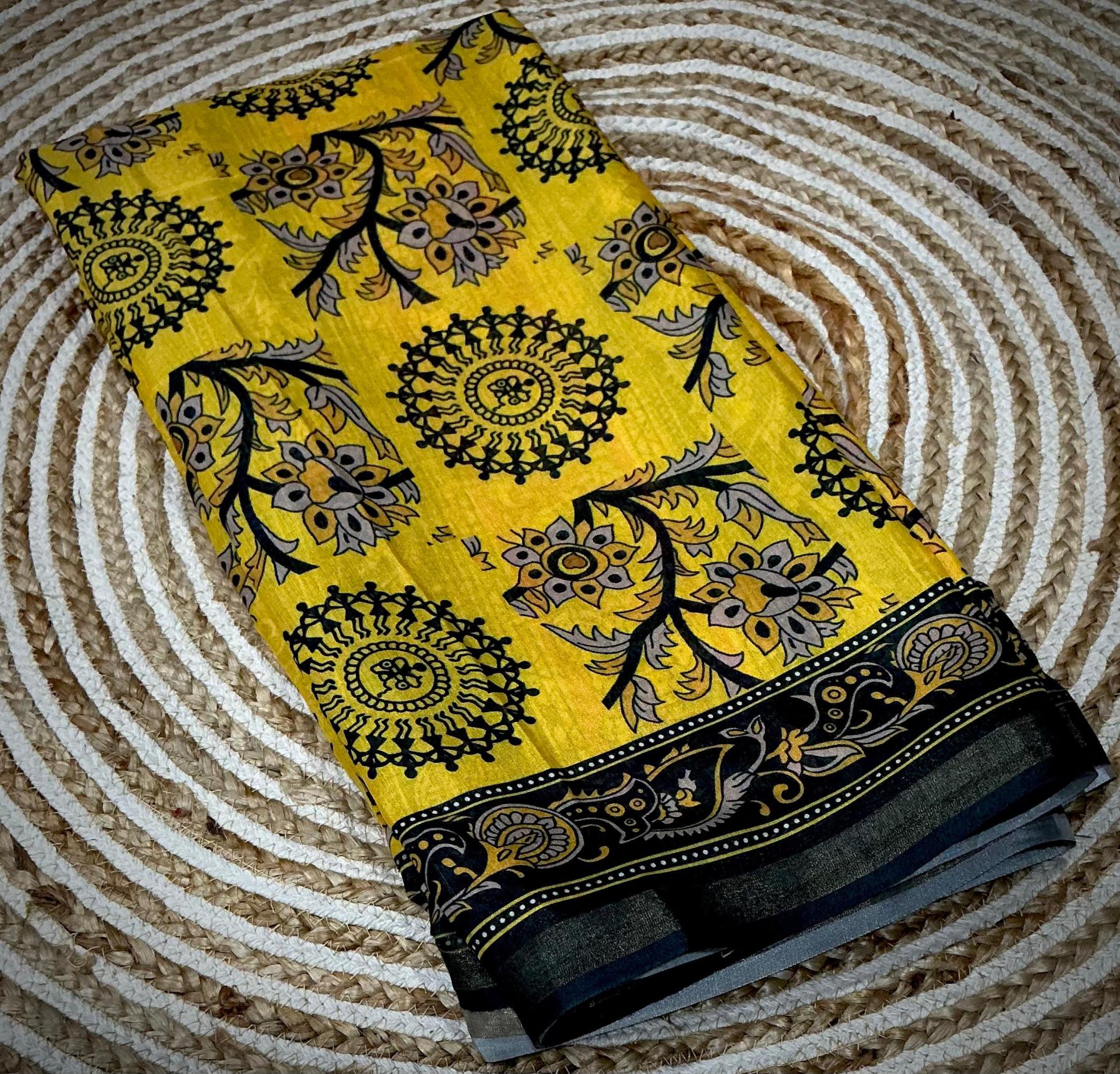 YELLOW FOREST UNIQUE COTTON TRENDY SAREES 