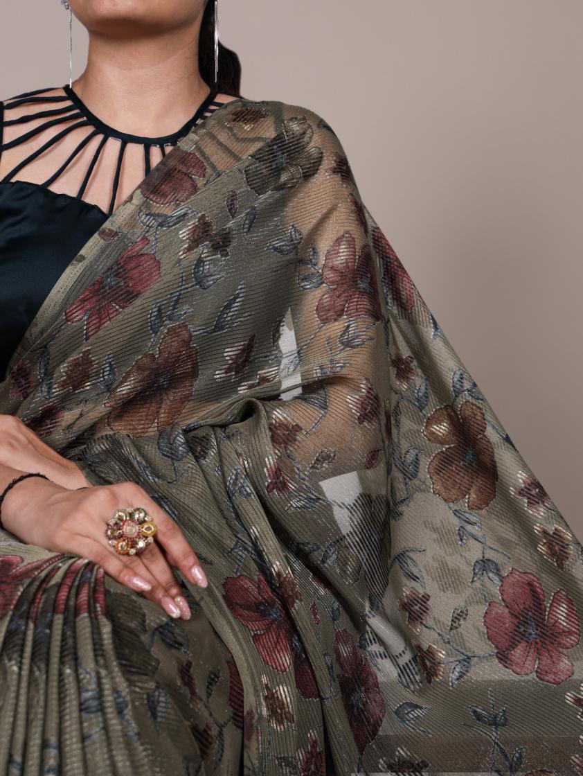 YNF7051 LUREX FLORAL VISCOSE BRASSO DAILY WEAR SAREE