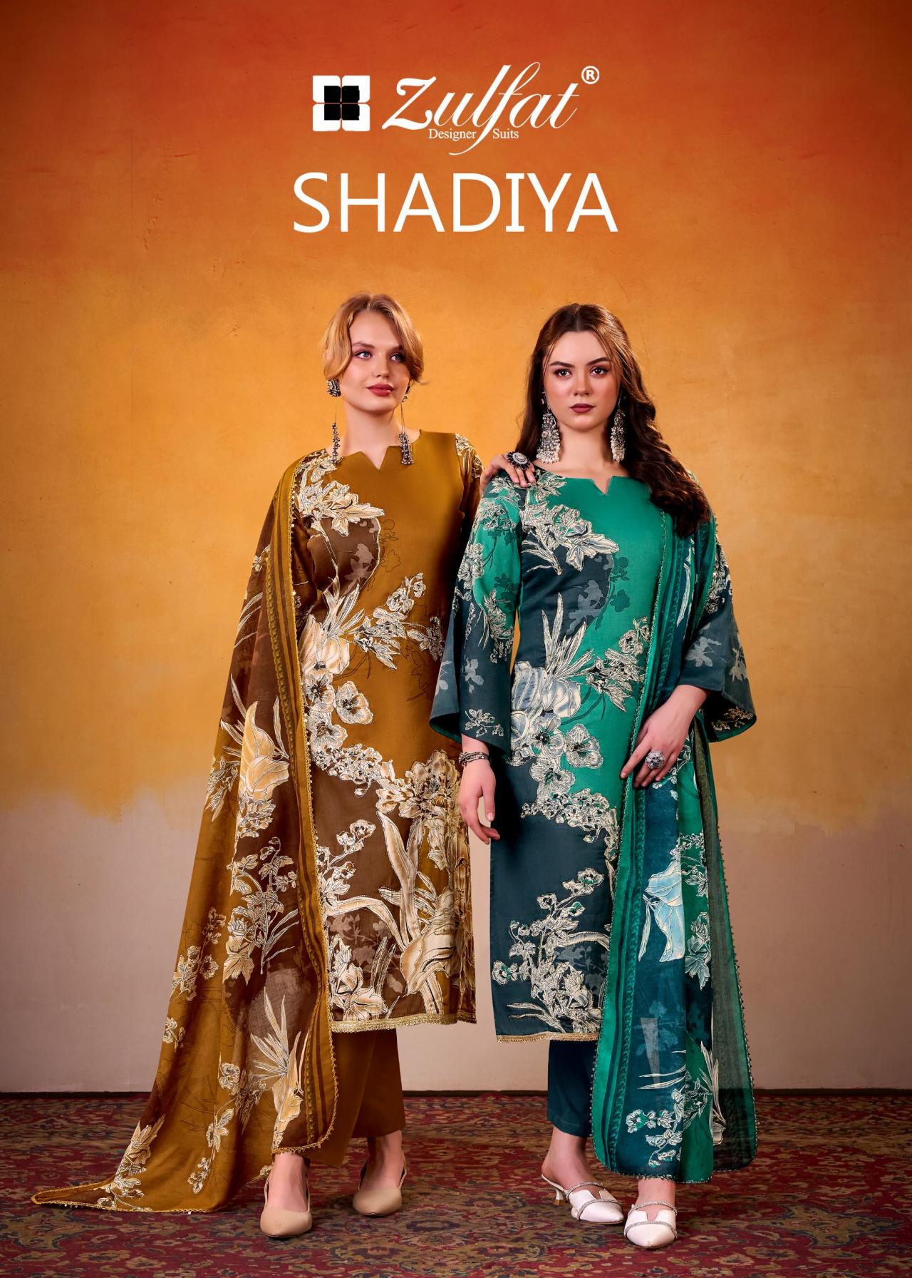 SHADIYA BY ZULFAT JAM COTTON SATIN FULL STITCH PAKISTANI 3PCS DRESS