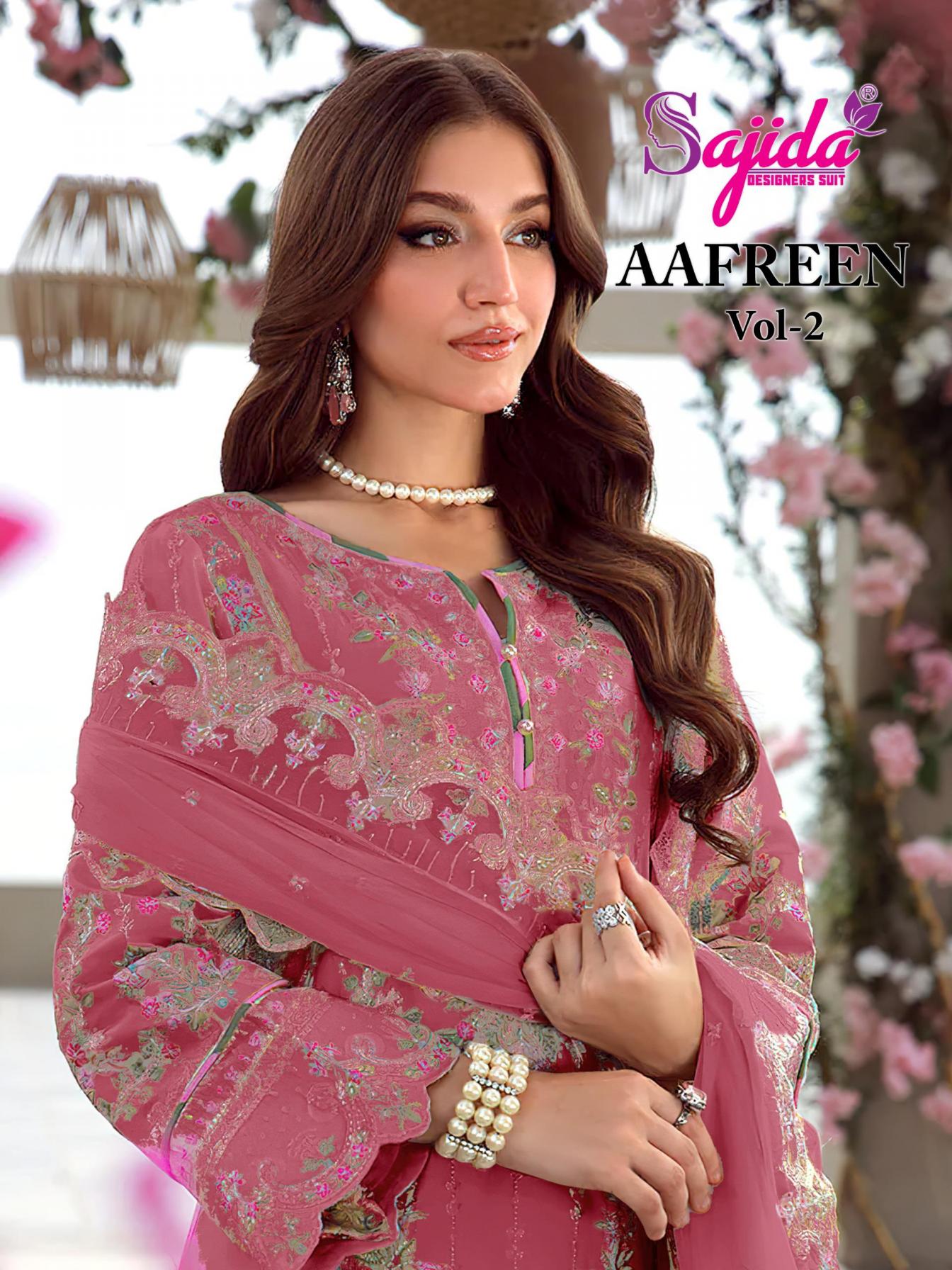aafreen vol 2 by sajida designer 1058 organza pakistani suit for womens 