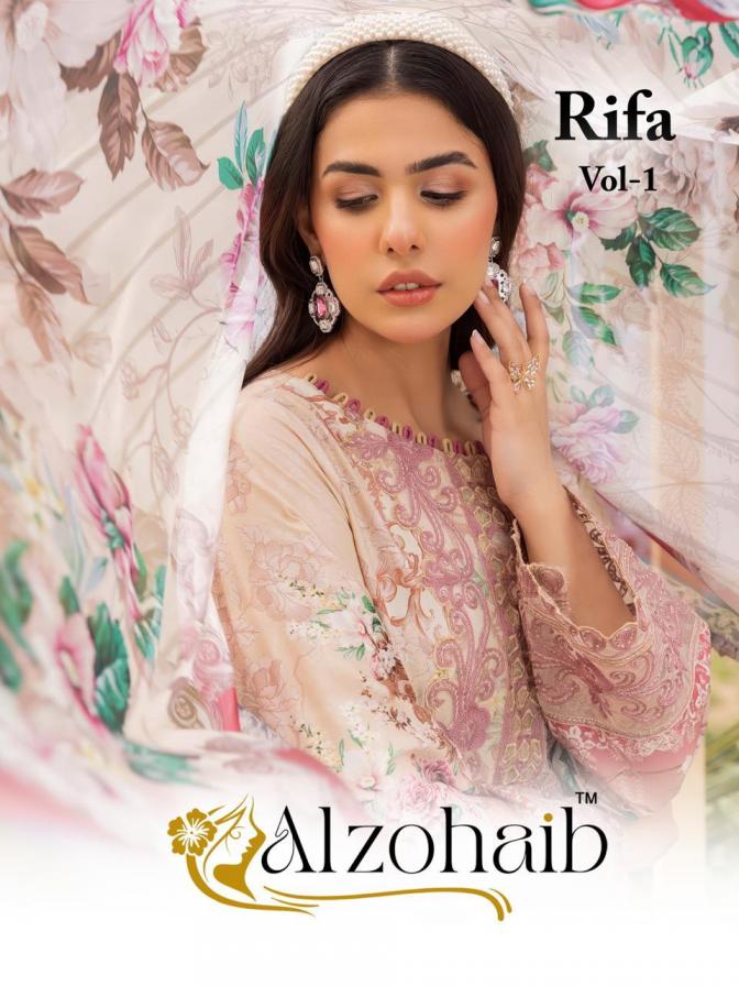 alzohaib rifa vo 1 cotton modern pakistani unstitch suits 