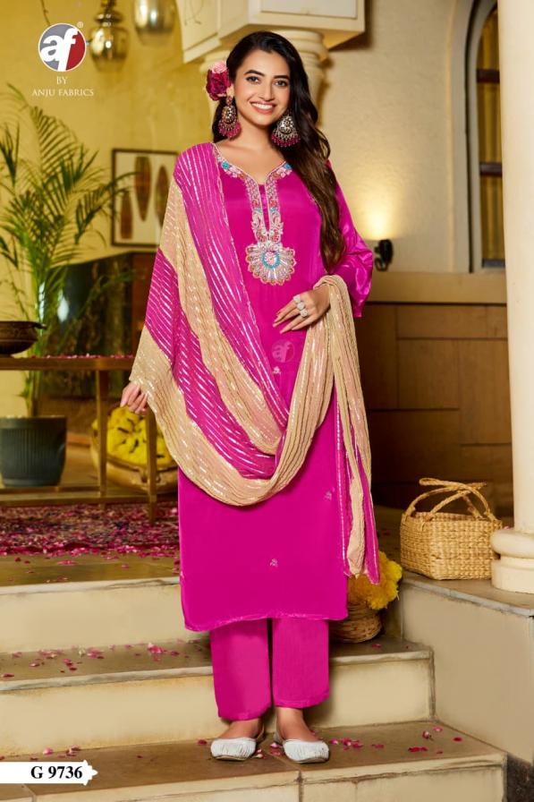 G9736 BY ANJU FAB READYMADE NATURAL CREPE COMBO SUIT FOR WOMENS 